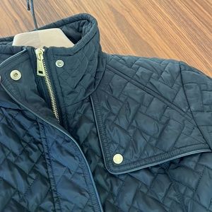 Cole Haan Signature black lightweight quilted zip / snap front jacket, Large